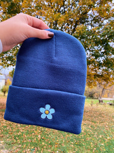 Groovy Flower Embroidered Beanie