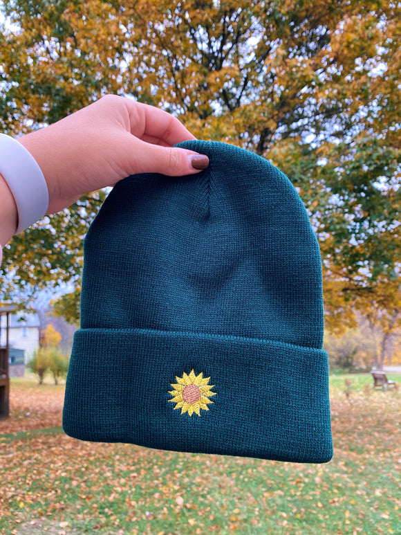 Sunflower Embroidered Beanie