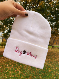 Dog Mom Embroidered Beanie