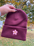 Groovy Flower Embroidered Beanie