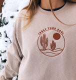 Desert Scene Embroidered Crewneck