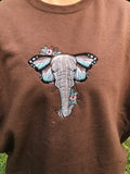 Elephant Butterfly Embroidered Crewneck