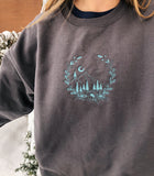 Mountain Scene Embroidered Crewneck